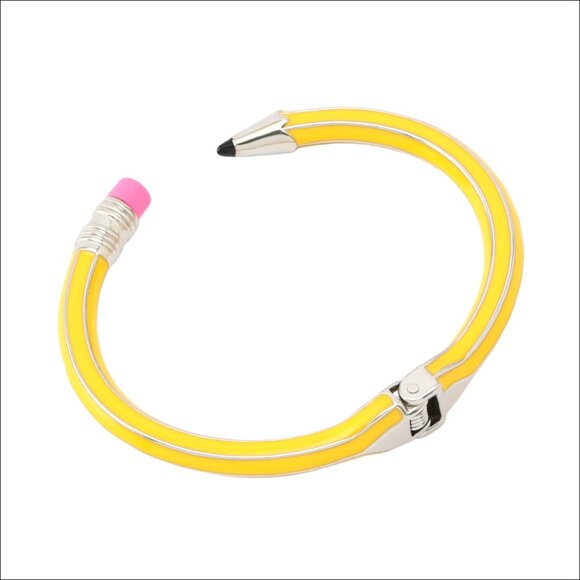 Pencil Cuff Bracelet with Hinge Closure Hypoallergenic Metal